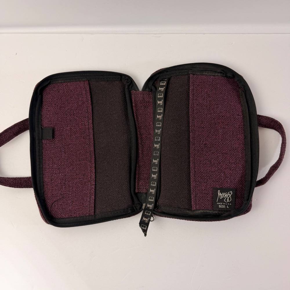 Vintage Gregg Bible Cover Case Large Purple Cottage House Luke 10:5 Made USA - Picture 8 of 12